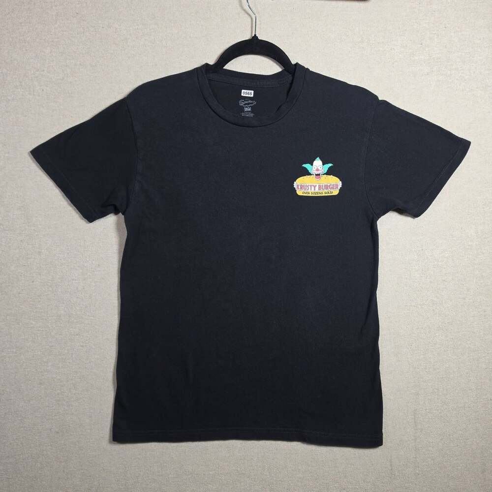 Krusty Burger Shirt Size M Mens Simpsons Bart Clown Homer Marge Black See Pics - Picture 2 of 9